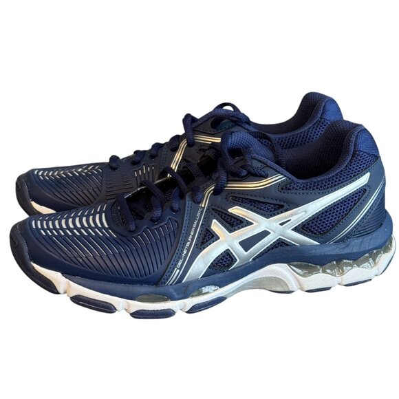 ASICS Gel Netburner Ballistic Women Size 7‎ Navy & Silver - Picture 2 of 10
